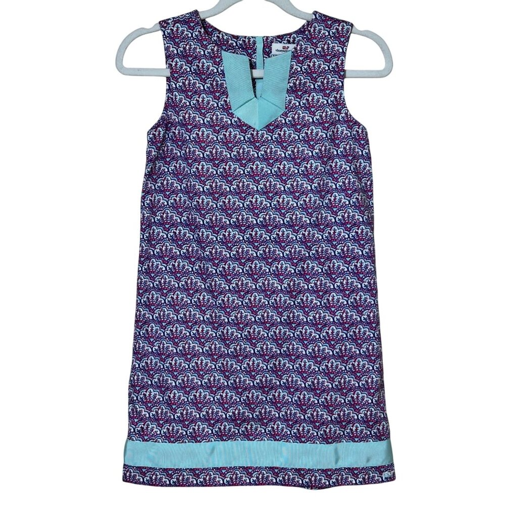 Vineyard Vines Shift Dress Sleeveless‎ Multicolor Scallop Print Girls 8